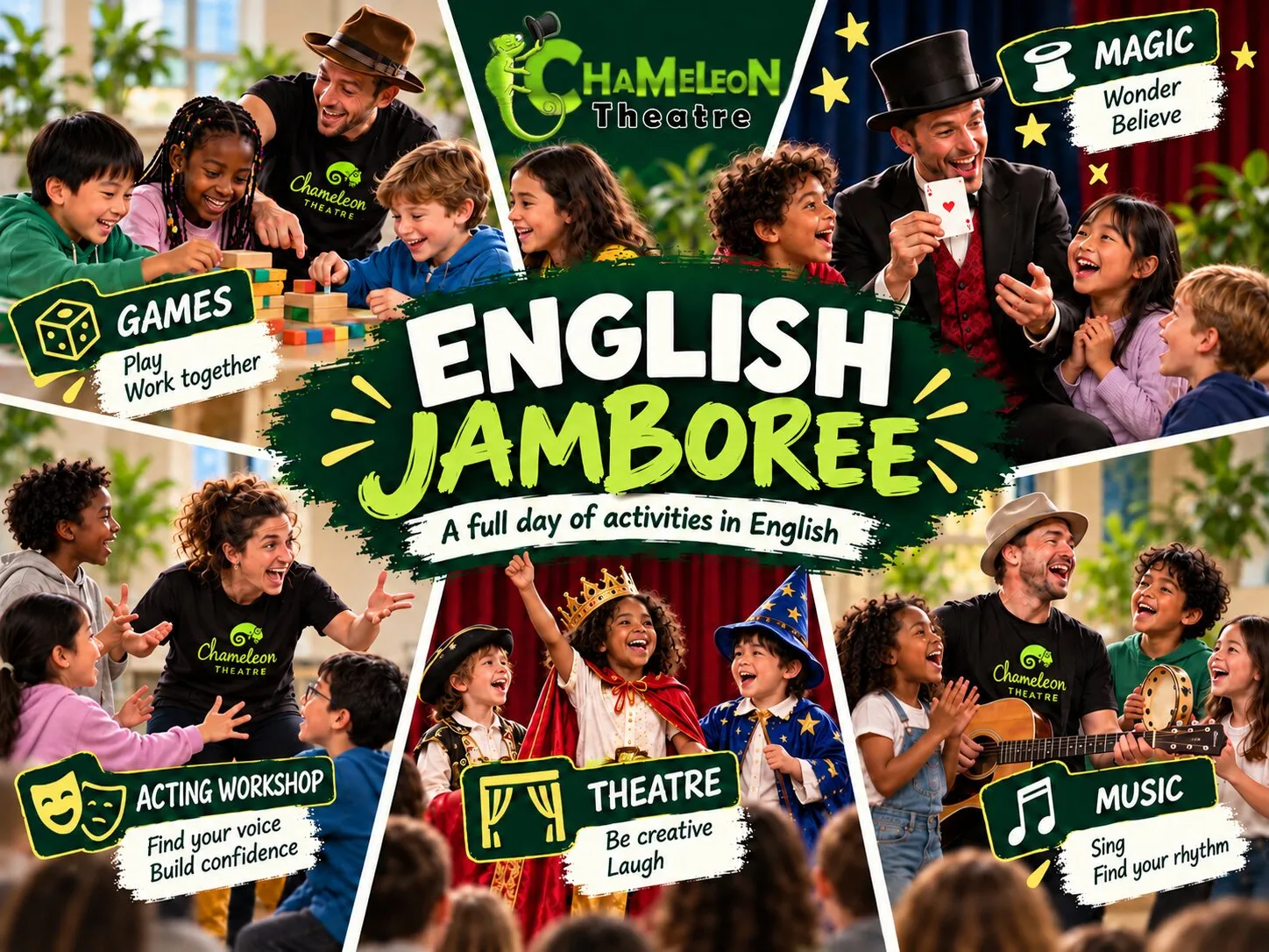 Profesionales de Chameleon Theatre durante el English Jamboree